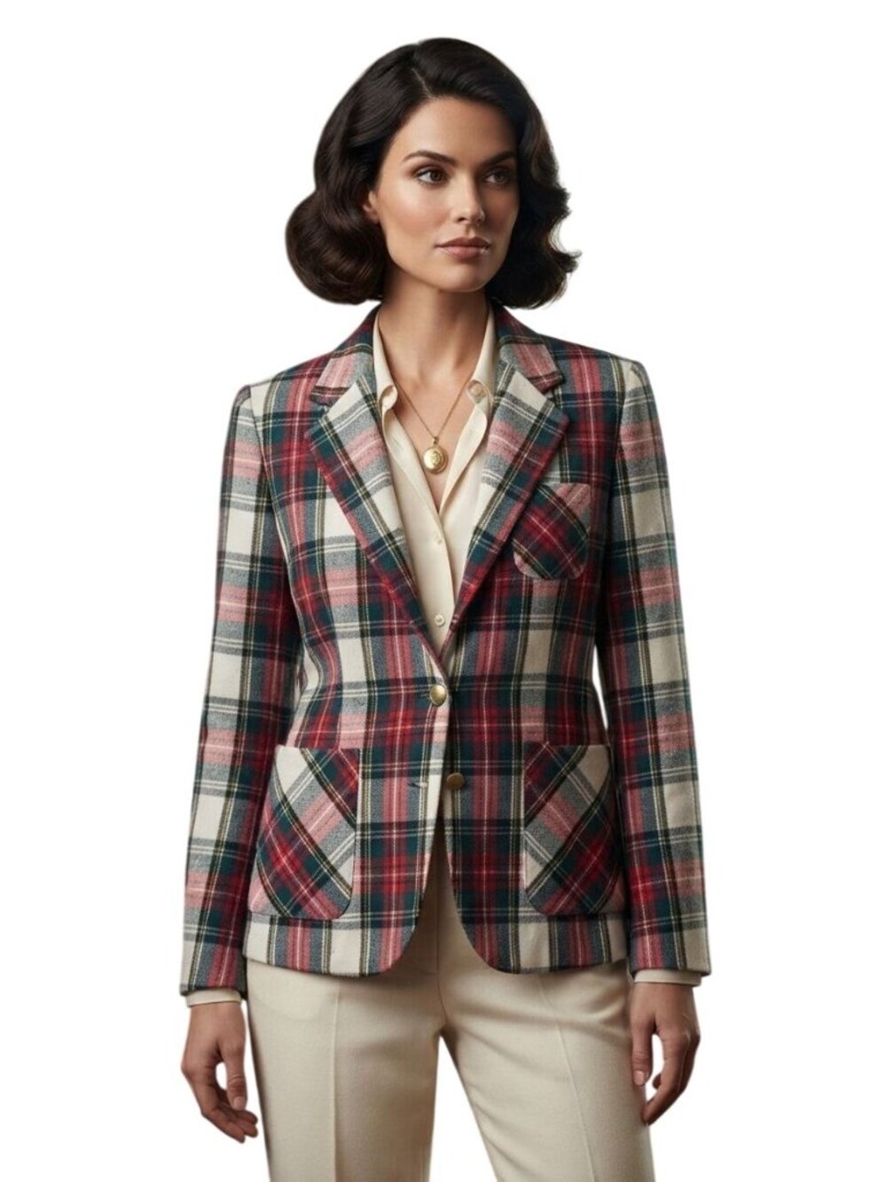 Summit Sportswear Company Vintage Tartan Plaid Wool Gold Button Blazer Size 18*